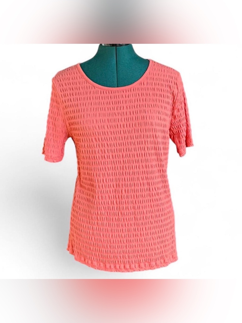 Appleseed's Coral Textured Short Sleeve Top